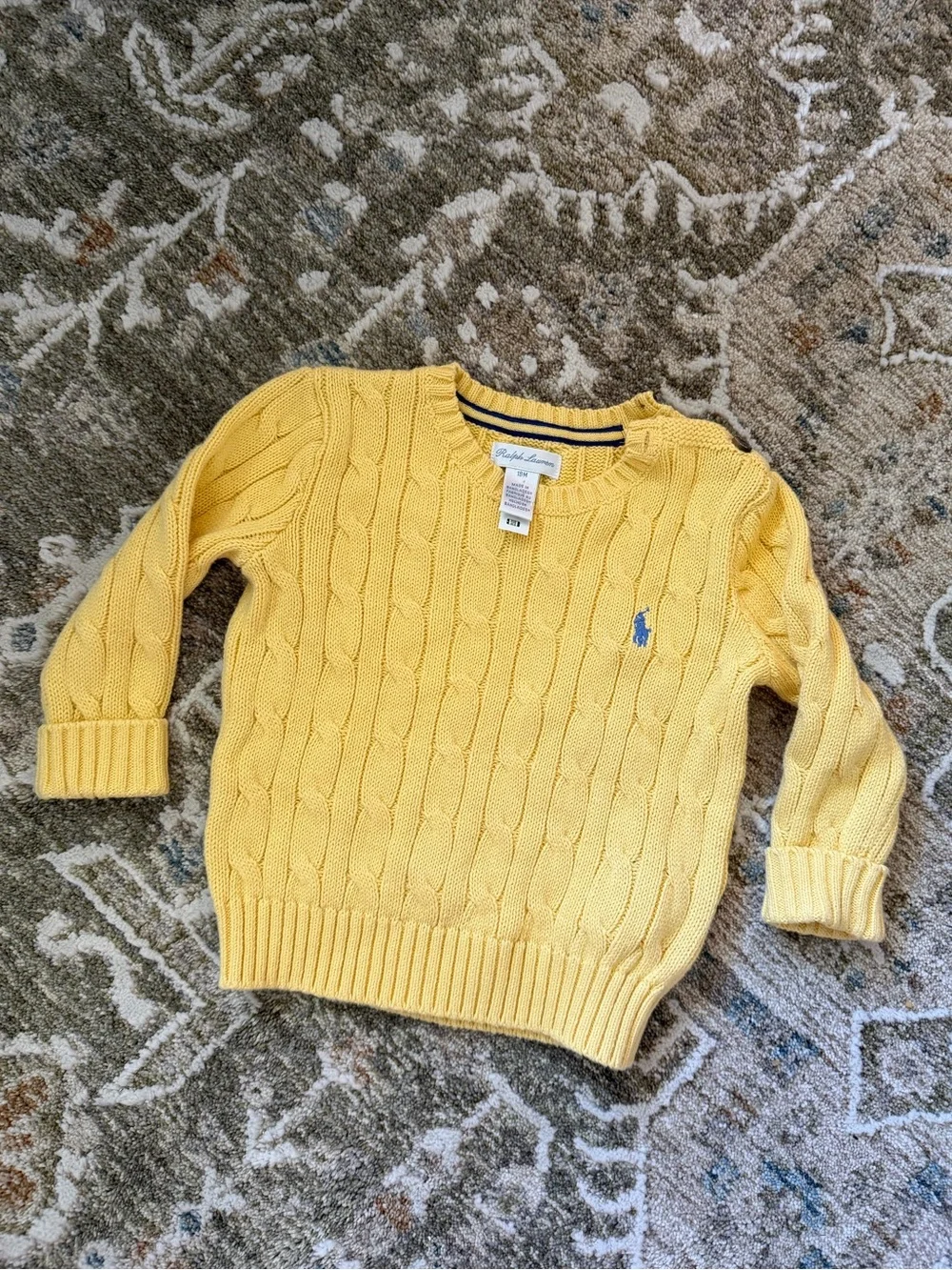 RALPH LAUREN Infant Yellow Knitted Sweater — 18 Months — NWOT